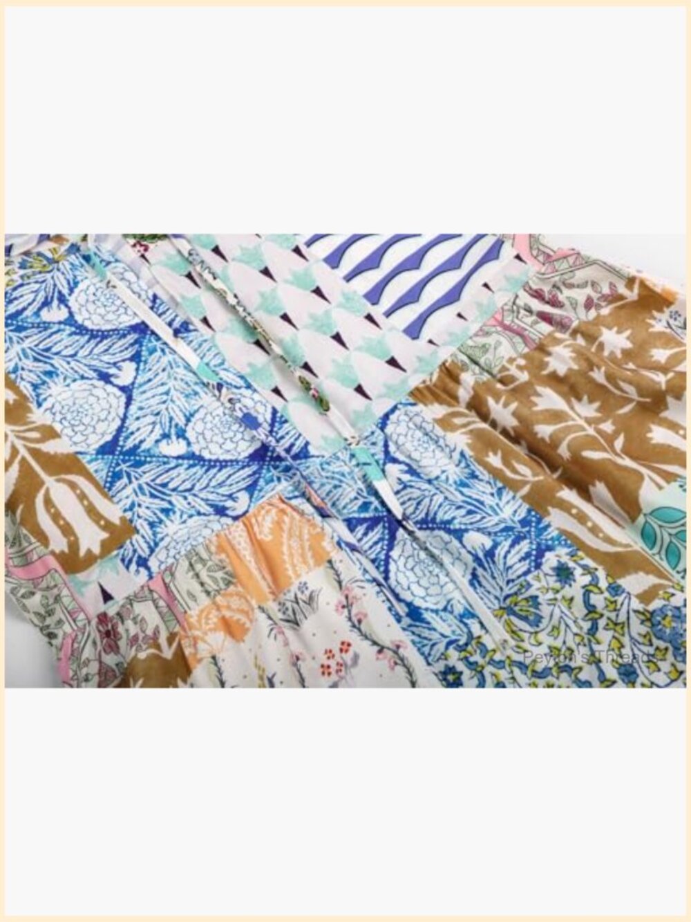 Boho Floral Printed Long Maxi Dress with Lantern Sleeves and Pockets - Picture 5 of 7